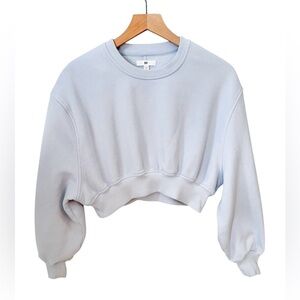 BP Women’s Cropped Powder Blue Comfy Crewneck Long Sleeve Sweatshirt Sz XS